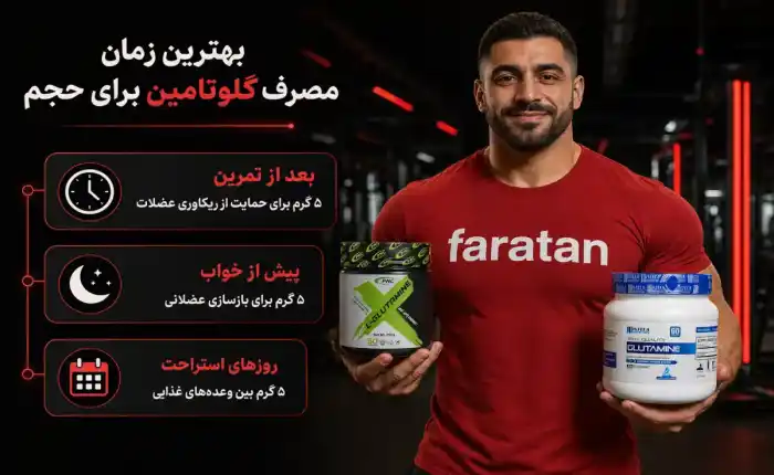 زمان مصرف گلوتامین برای افزایش حجم + طریقه مصرف و 7 فایده 5 بهترین زمان مصرف گلوتامین برای حجم-زمان مصرف گلوتامین-فراتن فروشگاه معتبر مکمل بدنسازی